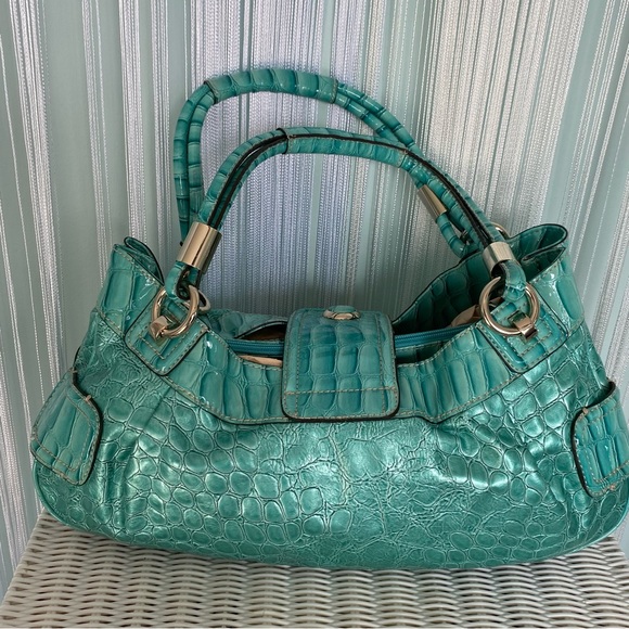 Rare Patent Guess Turquoise Shoulder Bag With Matching Wallet Set - Picture 7 of 17